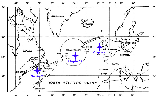 Nautical Chart to the The Empty Eye of the Sea by Justin Scott